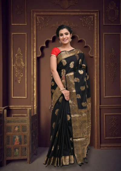 Black Modish Design Semi Silk Saree