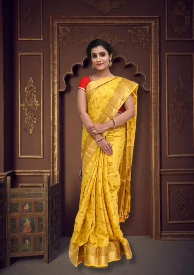 Yellow Modish Design Semi Silk Saree