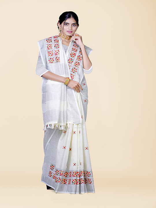 Kajree Linen Saree with Embellished Design