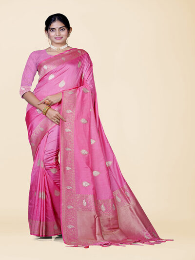 Kajree Pink Banarasi Silk Saree