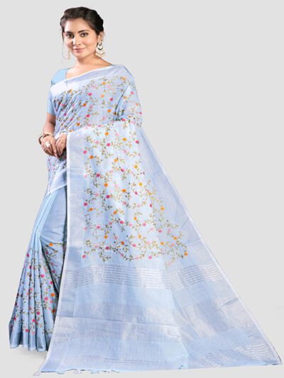 Kajree Linen Embroidered Saree