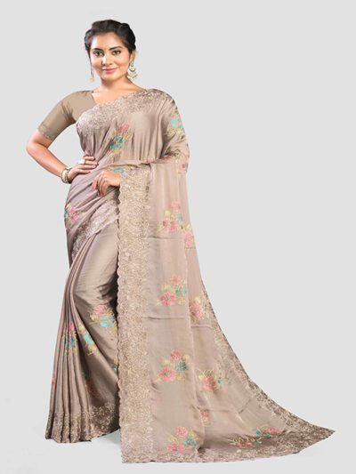 Kajree Satin Silk Embroidery Saree