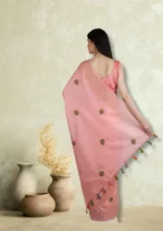 Pink Modish Work Linen Saree