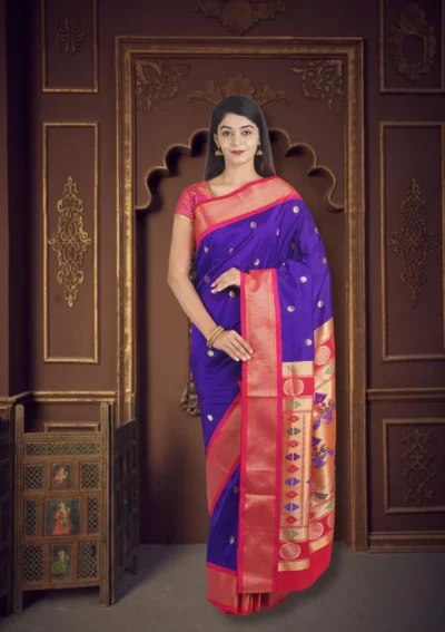 Purple Paithani Semi Silk Saree